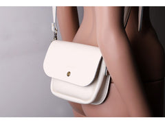 Cute White LEATHER Flip Side Bag Handmade WOMEN Phone Crossbody BAG Purse FOR WOMEN