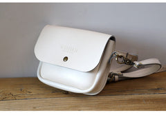 Cute White LEATHER Flip Side Bag Handmade WOMEN Phone Crossbody BAG Purse FOR WOMEN
