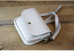 Cute White LEATHER Flip Side Bag Handmade WOMEN Phone Crossbody BAG Purse FOR WOMEN