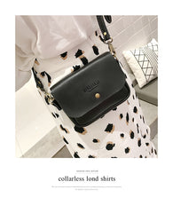 Cute Black LEATHER Flip Side Bag Handmade WOMEN Phone Crossbody BAG Purse FOR WOMEN