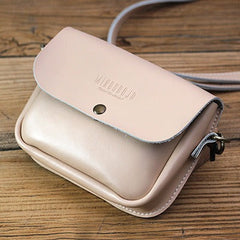 Cute White LEATHER Flip Side Bag Handmade WOMEN Phone Crossbody BAG Purse FOR WOMEN