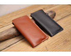 Cute Brown LEATHER Phone Case WOMEN Phone BAG with Neck Strap Slim Phone Shoulder Purse FOR WOMEN