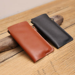 Cute Brown LEATHER Phone Case WOMEN Phone BAG with Neck Strap Slim Phone Shoulder Purse FOR WOMEN