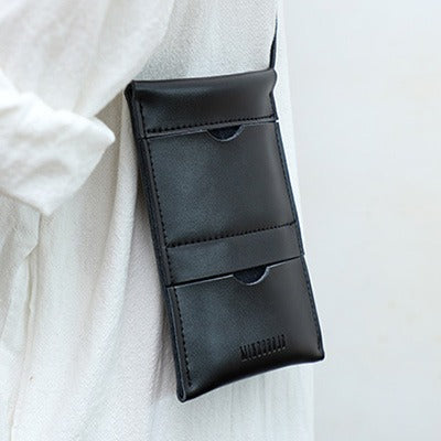 Cute Black LEATHER Phone Purse WOMEN SHOULDER - Open View