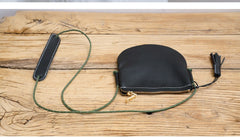 Cute Black LEATHER Side Bag Tassel Saddle WOMEN SHOULDER BAG Slim With Tassel Crossbody Pouch FOR WOMEN
