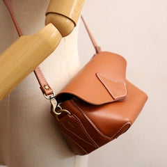 Cute Brown LEATHER WOMEN Small SHOULDER BAG Handmade Small Crossbody Purse FOR WOMEN