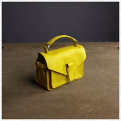 Cute Yellow Mini Leather Womens Satchel Handbag Small Satchel Shoulder Bag Small Satchel Bag for Women