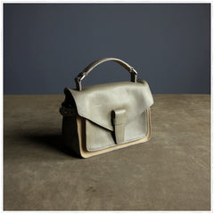 Cute Gray Leather Womens Satchel Handbag Satchel Shoulder Bag Mini Satchel Bag for Women
