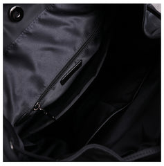 Cute Black Nylon Satchel Backpack Womens School Backpack Purse Black Nylon Leather Travel Rucksack for Ladies