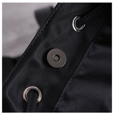 Cute Black Nylon Satchel Backpack Womens School Backpack Purse Black Nylon Leather Travel Rucksack for Ladies