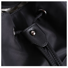 Cute Black Nylon Satchel Backpack Womens School Backpack Purse Black Nylon Leather Travel Rucksack for Ladies