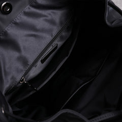 Cute Black Nylon Satchel Backpack Womens School Backpack Purse Black Nylon Leather Travel Rucksack for Ladies