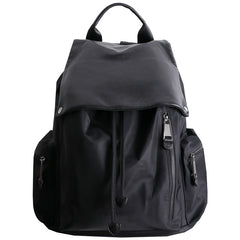 Cute Black Nylon Satchel Backpack Womens School Backpack Purse Black Nylon Leather Travel Rucksack for Ladies