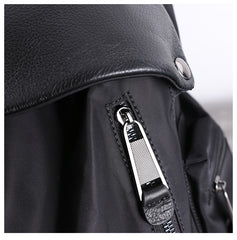 Cute Black Nylon Satchel Backpack Womens School Backpack Purse Black Nylon Leather Travel Rucksack for Ladies