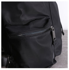 Cute Black Nylon Satchel Backpack Womens School Backpack Purse Black Nylon Leather Travel Rucksack for Ladies