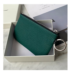 Cute Blue Leather Small Change Wallet Women Keychain with Wallet Zipper Coin Wallet For Women