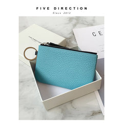 Cute Orange Leather Small Change Wallet Women Keychain with Wallet Zipper Coin Wallet For Women