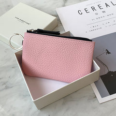 Cute Orange Leather Small Change Wallet Women Keychain with Wallet Zipper Coin Wallet For Women