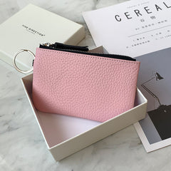 Cute Pink Leather Small Change Wallet Women Keychain with Wallet Zipper Coin Wallet For Women