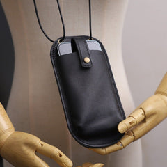 Cute Black LEATHER Phone WOMEN SHOULDER BAG Slim Phone Crossbody Purse FOR WOMEN