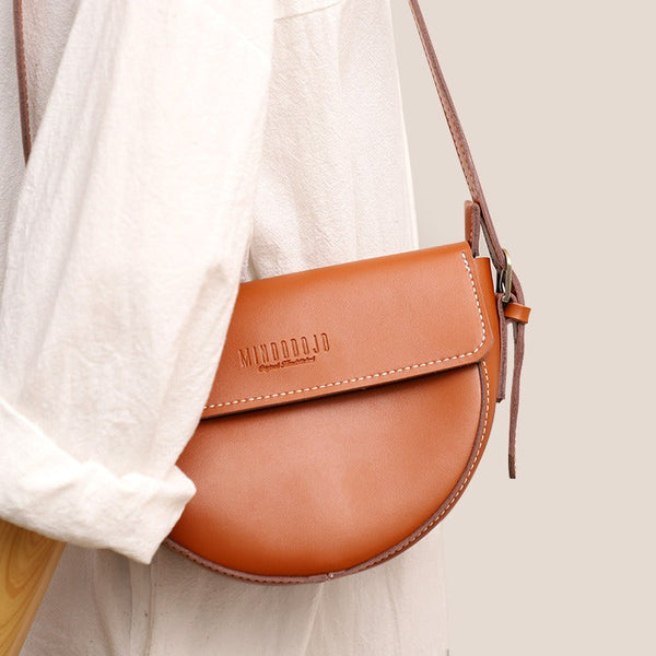 Cute Black LEATHER Saddle Bag WOMEN SHOULDER - Open View