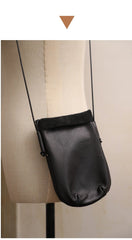 Cute Black LEATHER Side Bag Phone WOMEN SHOULDER BAG Slim Phone Crossbody Pouch FOR WOMEN
