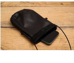 Cute Black LEATHER Side Bag Phone WOMEN SHOULDER BAG Slim Phone Crossbody Pouch FOR WOMEN