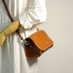 Cute Coffee LEATHER Small Side Bag Handmade WOMEN Crossbody BAG Phone Purse FOR WOMEN