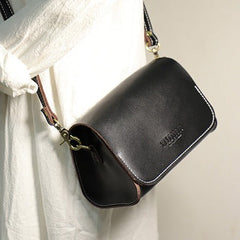 Cute Black LEATHER Small Side Bag Handmade WOMEN Crossbody BAG Phone Purse FOR WOMEN