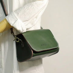 Cute Green LEATHER Small Side Bag Handmade WOMEN Crossbody BAG Phone Purse FOR WOMEN
