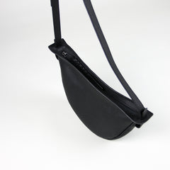 Cute Black Leather Womens Sling Bag Shoulder Bag Crossbody Saddle Bag for Women