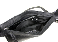 Cute Black Leather Womens Sling Bag Shoulder Bag Crossbody Saddle Bag for Women