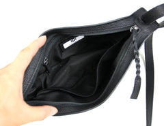 Cute Black Leather Womens Sling Bag Shoulder Bag Crossbody Saddle Bag for Women