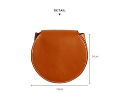 Cute Brown LEATHER Around Side Bag Handmade WOMEN Circle Crossbody BAG Phone Purse FOR WOMEN