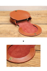 Cute Red LEATHER Around Side Bag Handmade WOMEN Circle Crossbody BAG Phone Purse FOR WOMEN