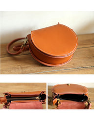 Cute Red LEATHER Around Side Bag Handmade WOMEN Circle Crossbody BAG Phone Purse FOR WOMEN