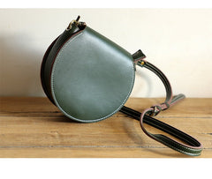 Cute Red LEATHER Around Side Bag Handmade WOMEN Circle Crossbody BAG Phone Purse FOR WOMEN