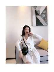 Cute Coffee LEATHER Around Side Bag Handmade WOMEN Circle Crossbody BAG Phone Purse FOR WOMEN