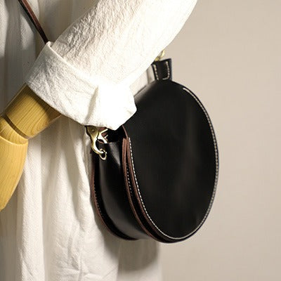 Cute Green LEATHER Around Side Bag Handmade WOMEN Circle Crossbody BAG Phone Purse FOR WOMEN