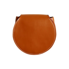 Cute Coffee LEATHER Around Side Bag Handmade WOMEN Circle Crossbody BAG Phone Purse FOR WOMEN