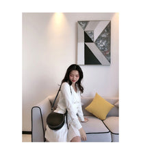 Cute Brown LEATHER Around Side Bag Handmade WOMEN Circle Crossbody BAG Phone Purse FOR WOMEN