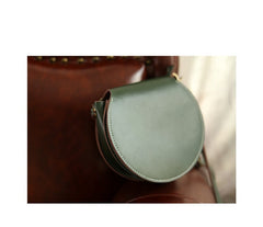 Cute Red LEATHER Around Side Bag Handmade WOMEN Circle Crossbody BAG Phone Purse FOR WOMEN