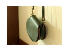 Cute Red LEATHER Around Side Bag Handmade WOMEN Circle Crossbody BAG Phone Purse FOR WOMEN