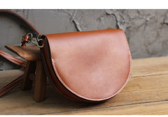 Cute Coffee LEATHER Saddle SHOULDER Bag WOMEN Small Saddle Crossbody Purse FOR WOMEN