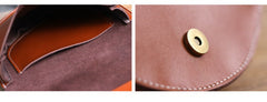 Cute Beige LEATHER Saddle SHOULDER Bag WOMEN Small Saddle Crossbody Purse FOR WOMEN