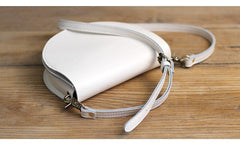 Cute White LEATHER Saddle SHOULDER Bag WOMEN Small Saddle Crossbody Purse FOR WOMEN
