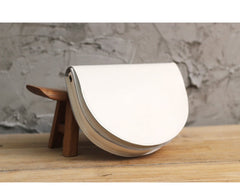 Cute White LEATHER Saddle SHOULDER Bag WOMEN Small Saddle Crossbody Purse FOR WOMEN
