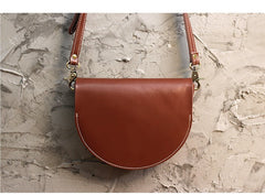 Cute White LEATHER Saddle SHOULDER Bag WOMEN Small Saddle Crossbody Purse FOR WOMEN