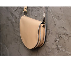 Cute Coffee LEATHER Saddle SHOULDER Bag WOMEN Small Saddle Crossbody Purse FOR WOMEN