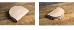 Cute Beige LEATHER Saddle SHOULDER Bag WOMEN Small Saddle Crossbody Purse FOR WOMEN